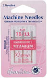 Hemline Titanium Embroidery Machine needles Medium 75/11