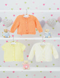 James C Brett Baby Knitting Pattern Cardigan JB443, DK yarn Long or Short Sleeve