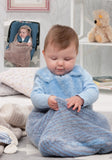 Peter Pan Knitting Pattern P1298  Precious Chunky Baby Snuggle/Gro bag, car seat blanket